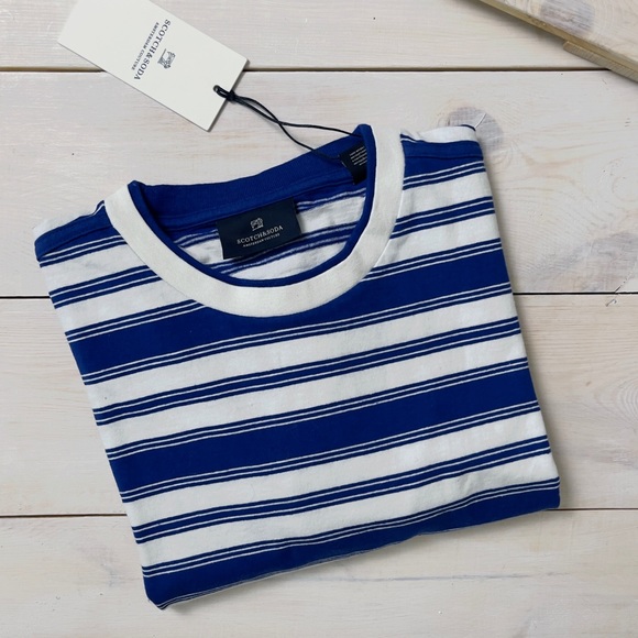 Scotch & Soda Amsterdam BLAUW and White Stripe Tee - Picture 3 of 13
